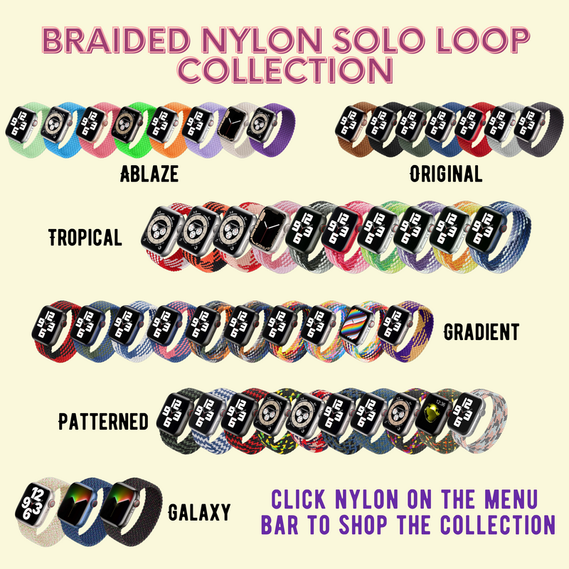 Braided Nylon Solo Loop Apple Watch Band - Patterned